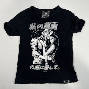 Killstar Demon Lover XS Black Graphic Print Tee‎ Goth